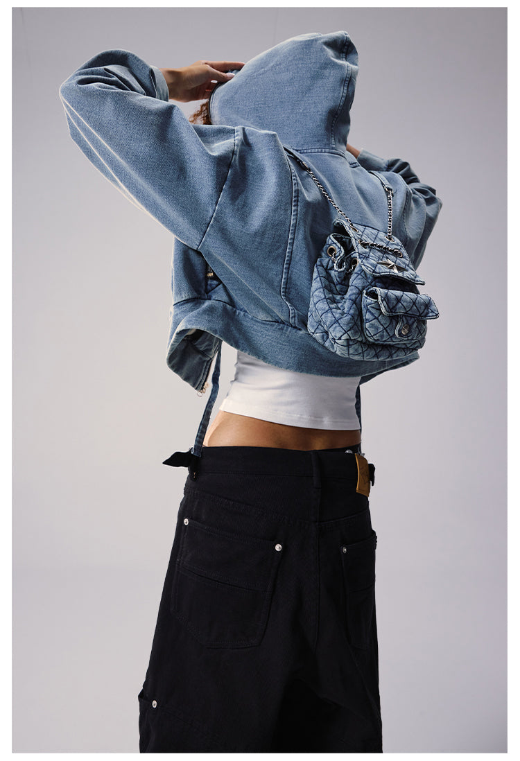 Remedy Backpack Design Washed Denim Short Jacket
