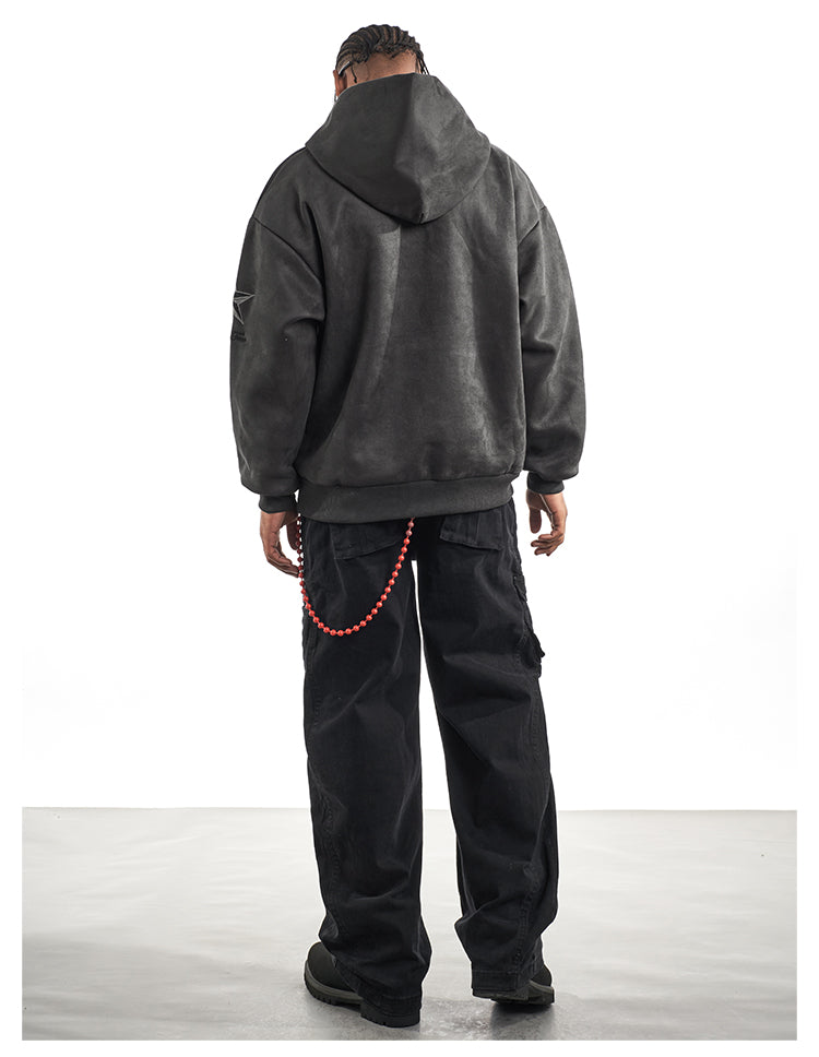 F3F Select Embroidered Faux Suede Hoodie