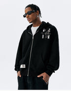 MEDM Beaded Flower Embellished Zip Up Hoodie