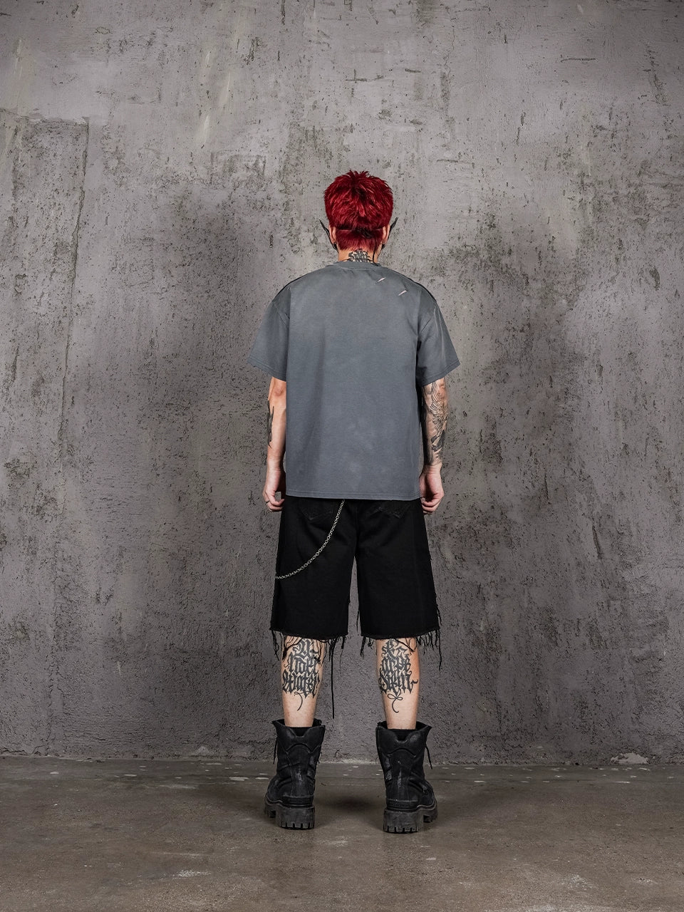 UNDERWATER Handmade Cut Distressed Dust Blue Tee
