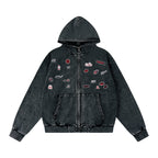 1807× LABT Logo Patch Washed Zip Up Hoodie