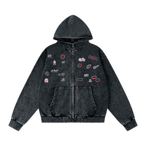 1807× LABT Logo Patch Washed Zip Up Hoodie