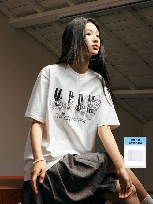 MEDM Beaded Rose Embroidery Logo Tee