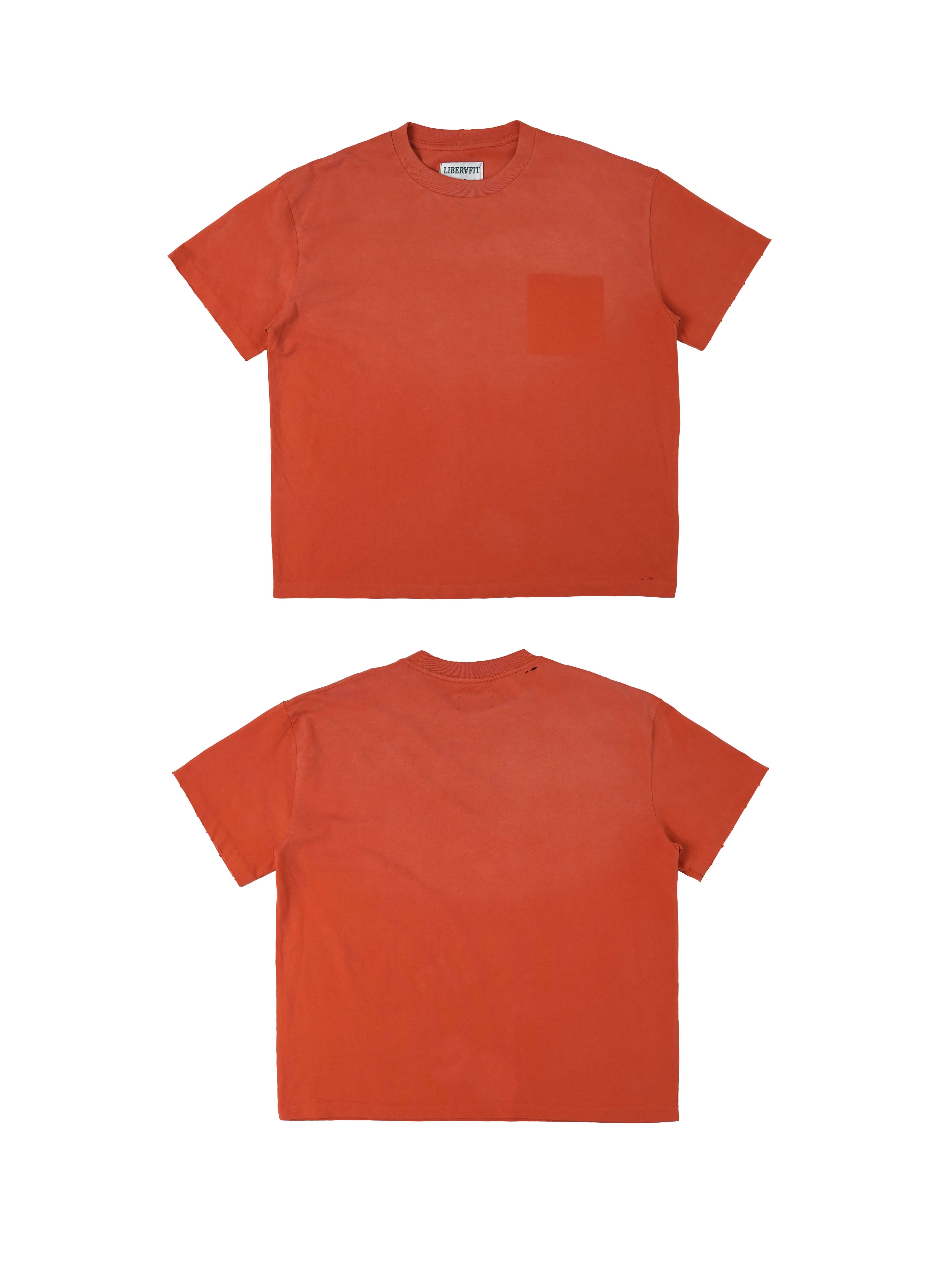LIBERAFIT Vintage Washed Distressed Basic Short Sleeve Tee