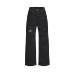 UNDERWATER Snakeskin Deconstructed Patchwork Flared Jeans
