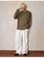 MEDM Flower Button Henley Long Sleeve Tee