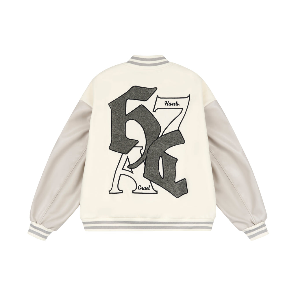 Harsh and Cruel Gothic Logo Embroidered Varsity jacket