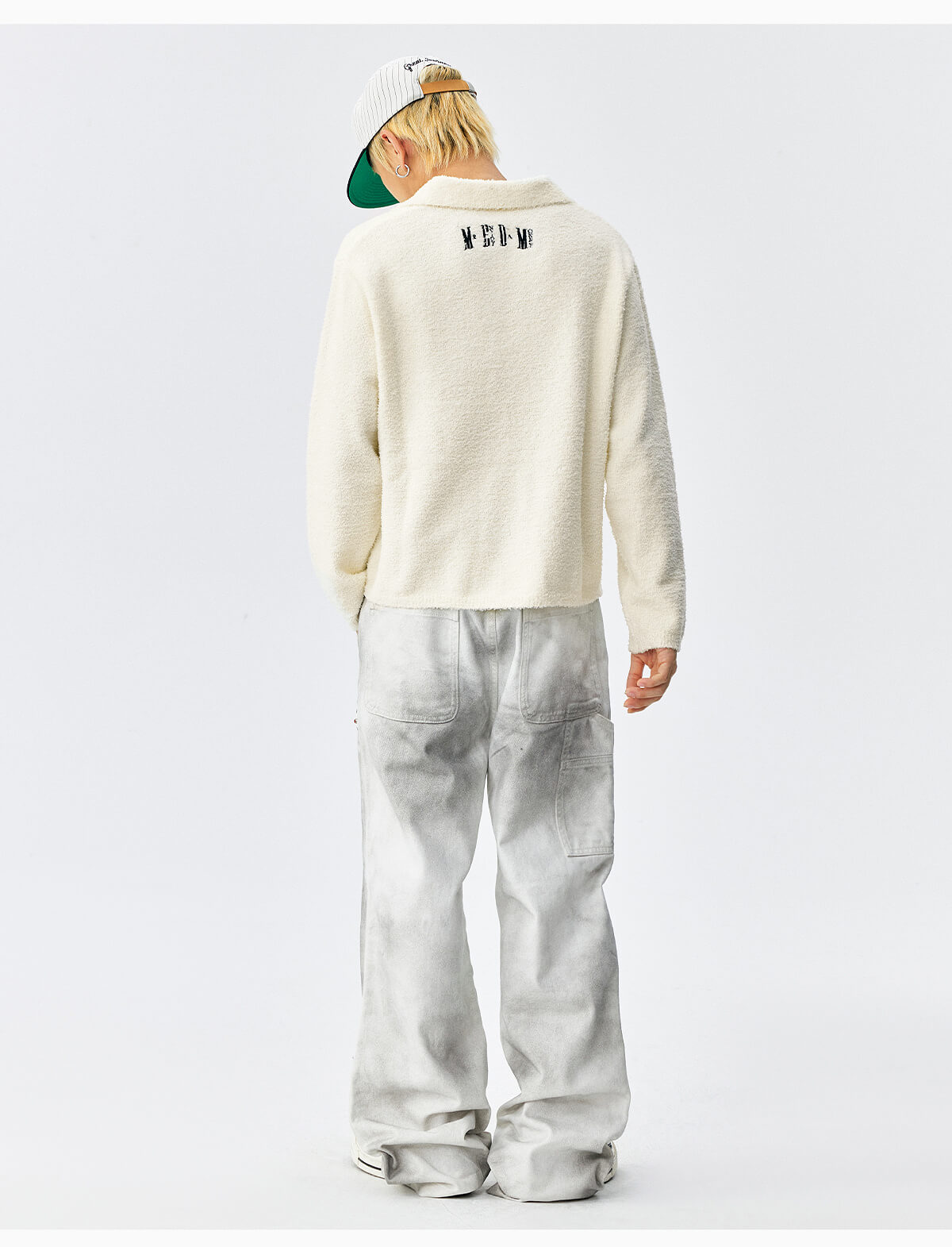 MEDM Coral Fleece Knit Long Sleeve Polo