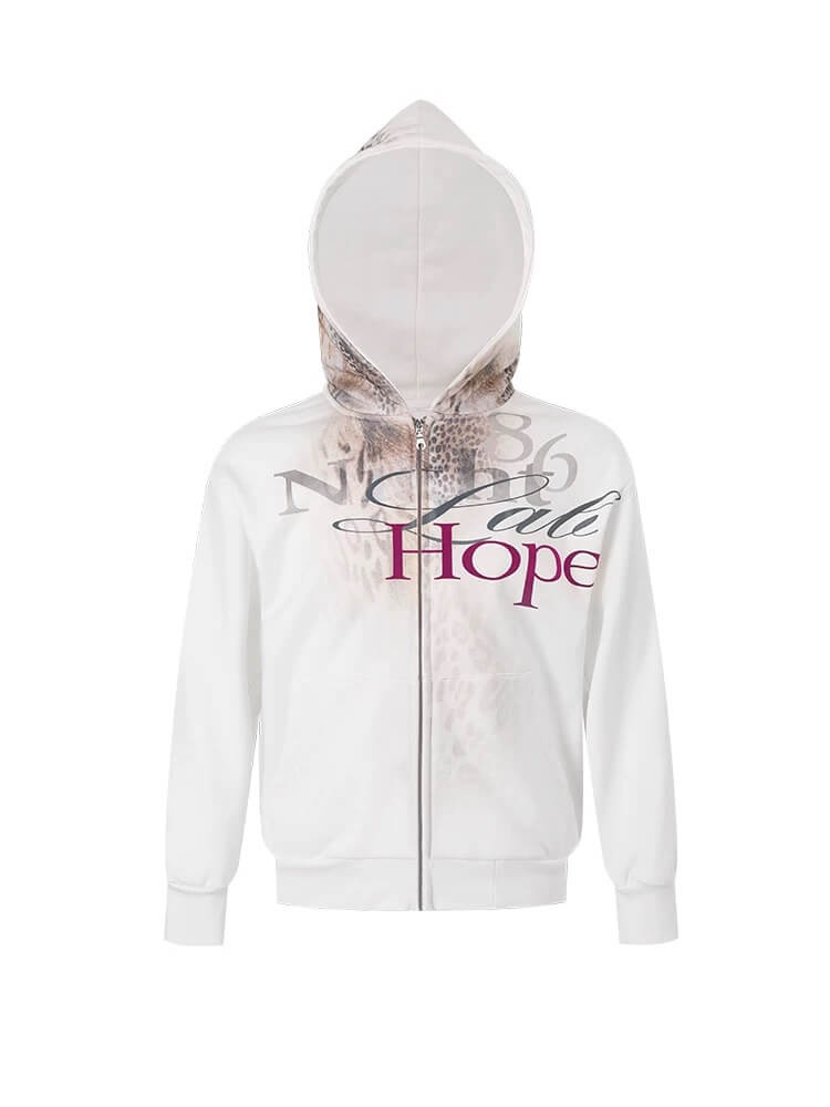 Night Lab Leopard Gradient Print Zip Up Hoodie