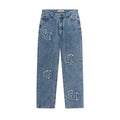 Harsh and Cruel Distressed Embroidered Gothic Logo Denim