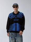 F2CE Checkerboard Pattern Polo Knit Sweater