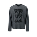 NOVACAM Waffle Vintage Print Zip Long Sleeve Tee