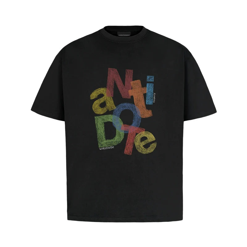 ANTIDOTE Colorful Crayon Print Tee