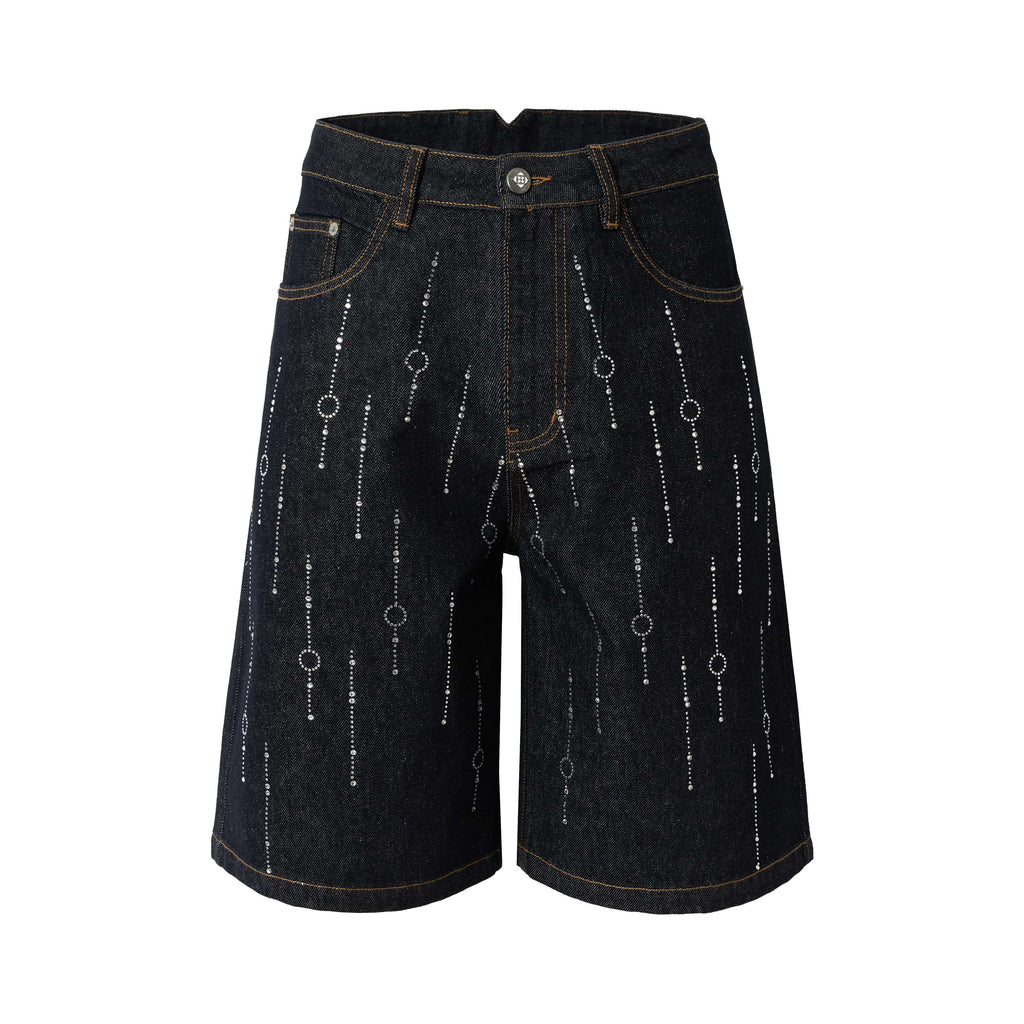 YADcrew Galaxy All Over Rhinestone Denim Shorts