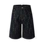 YADcrew Galaxy All Over Rhinestone Denim Shorts