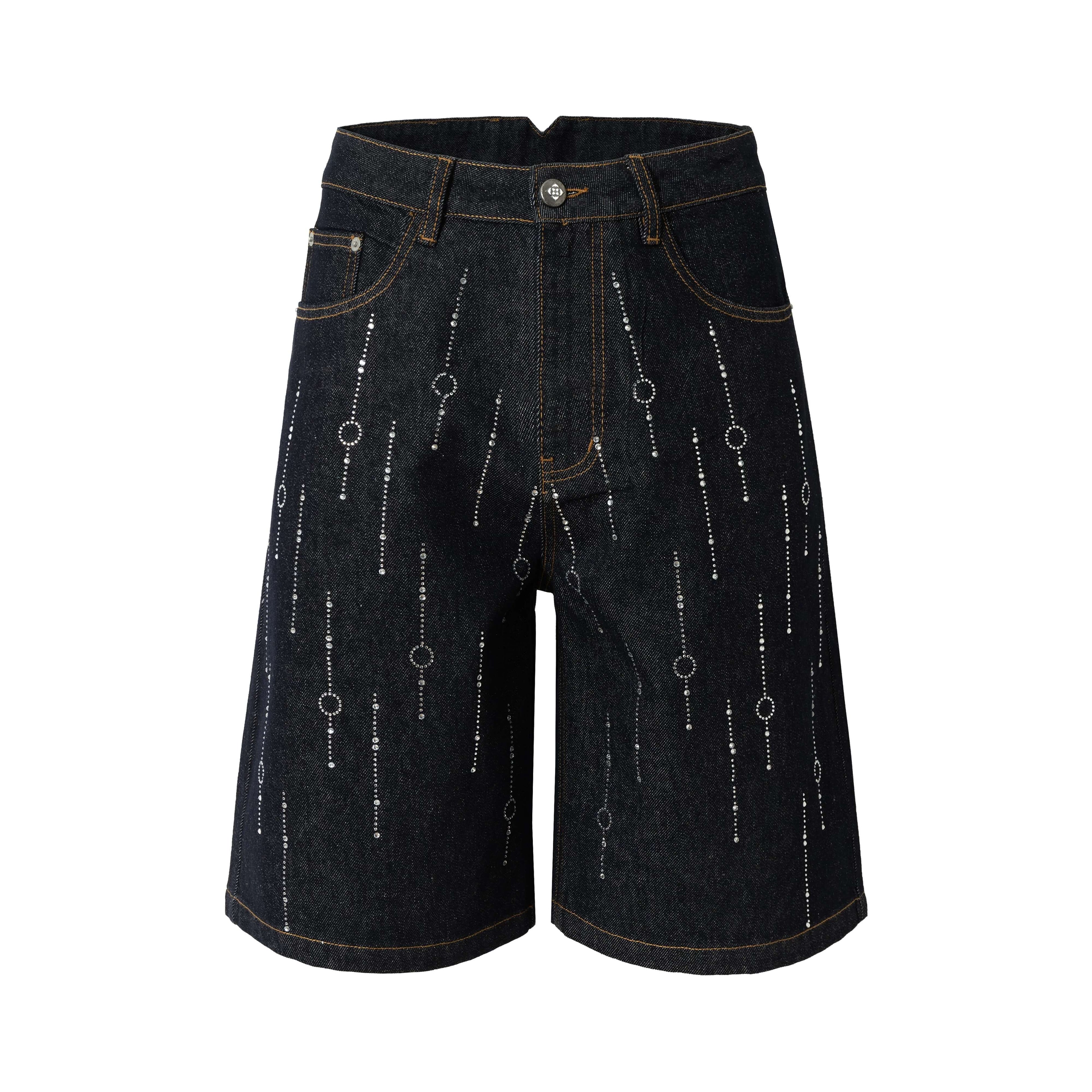 YADcrew Galaxy All Over Rhinestone Denim Shorts