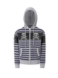 Night Lab Skull Striped Knit Zip Up Hoodie