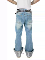 KARMANISTIC Cutoff Washed Flared Jeans