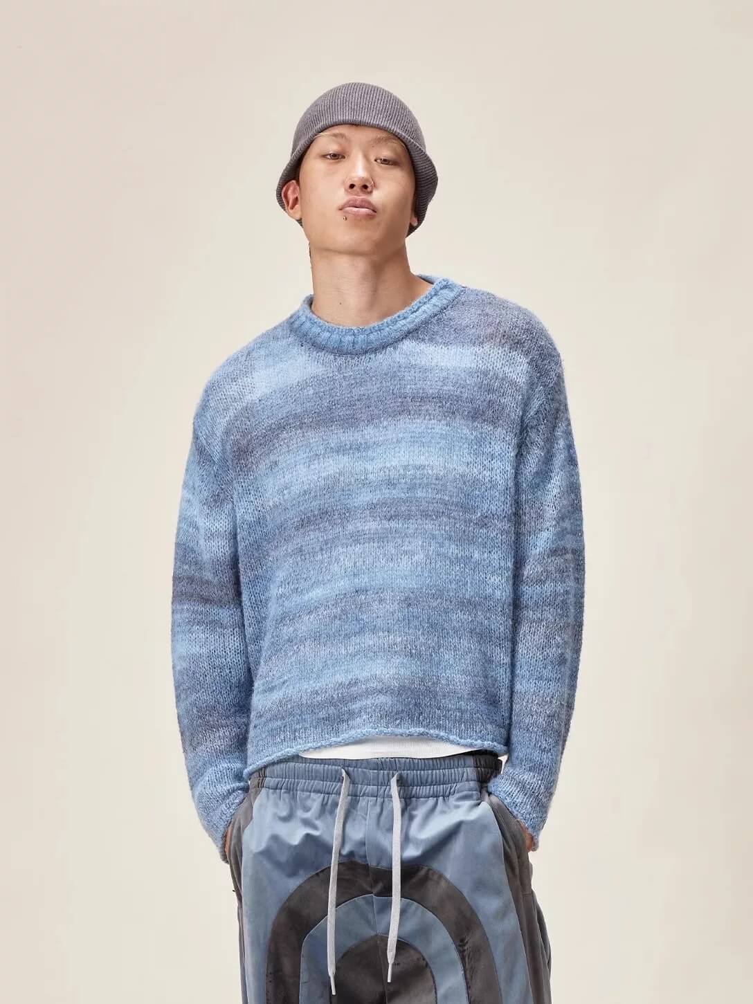 EVILKNIGHT(EK) Gradient Striped Knit Sweater