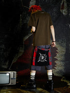 VENTUREK Red Tartan Check Punk Rock Bum Flap