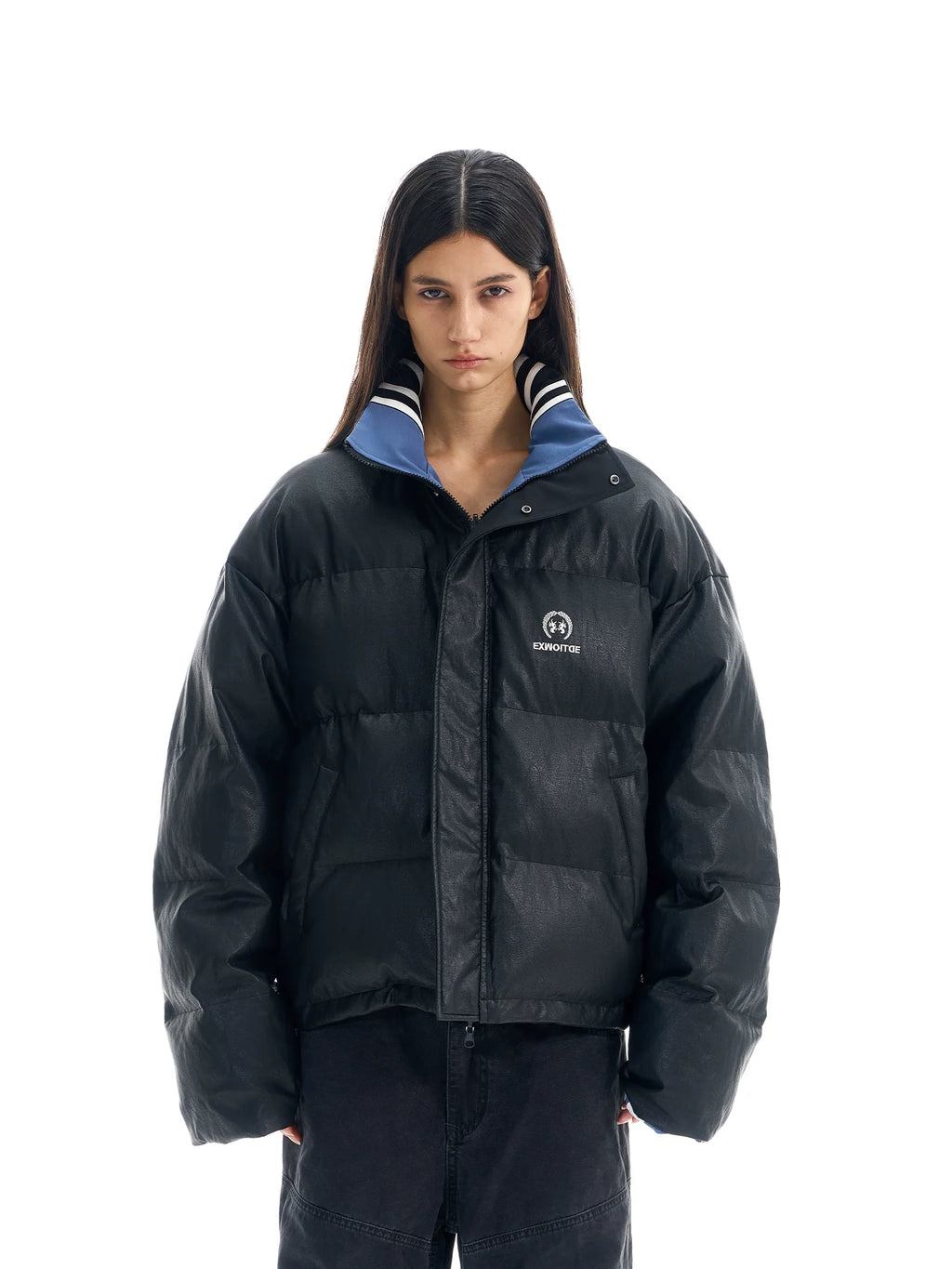 BLIND NO PLAN Reversible Sports Puffer Jacket