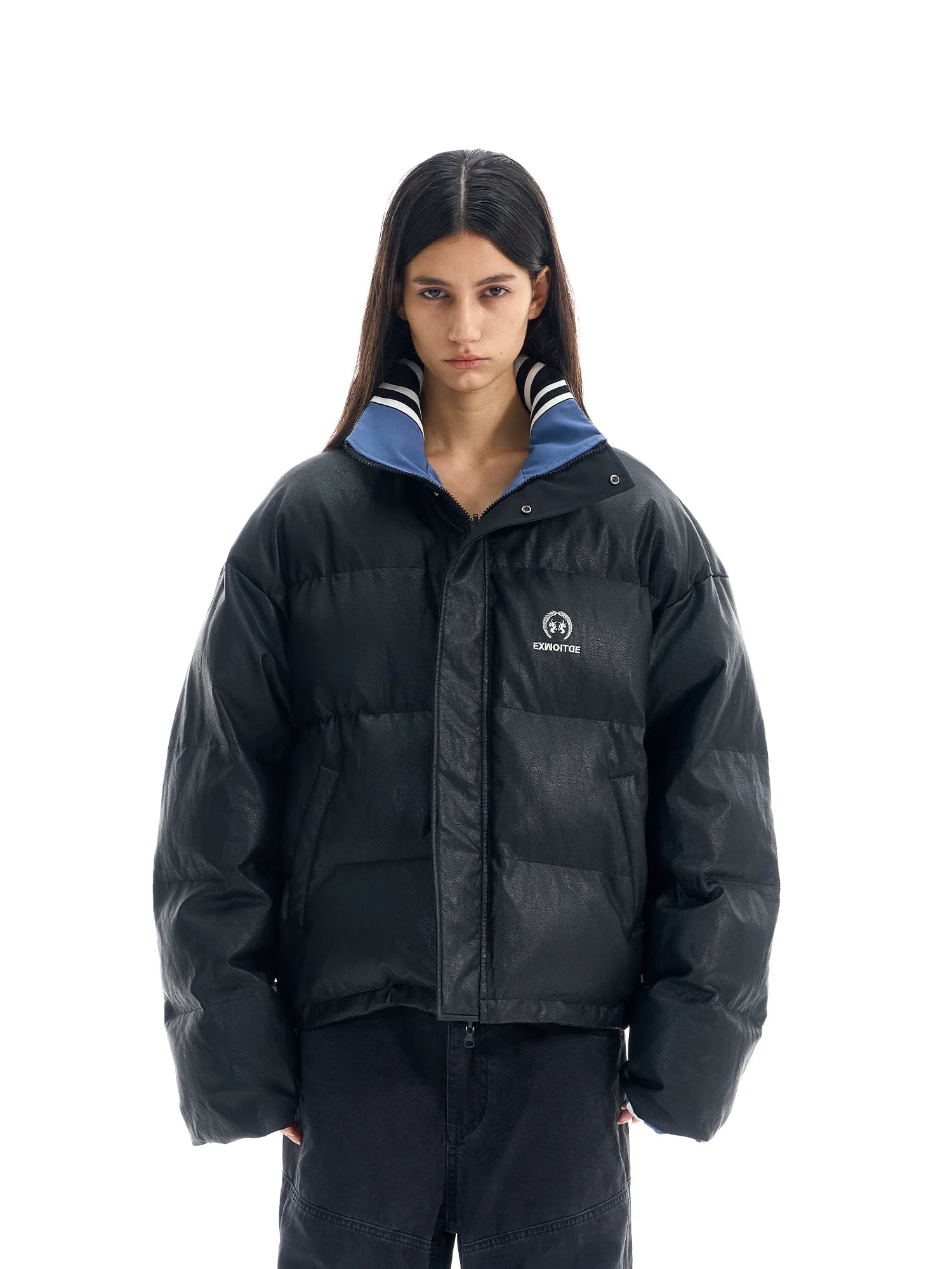 BLIND NO PLAN Reversible Sports Puffer Jacket
