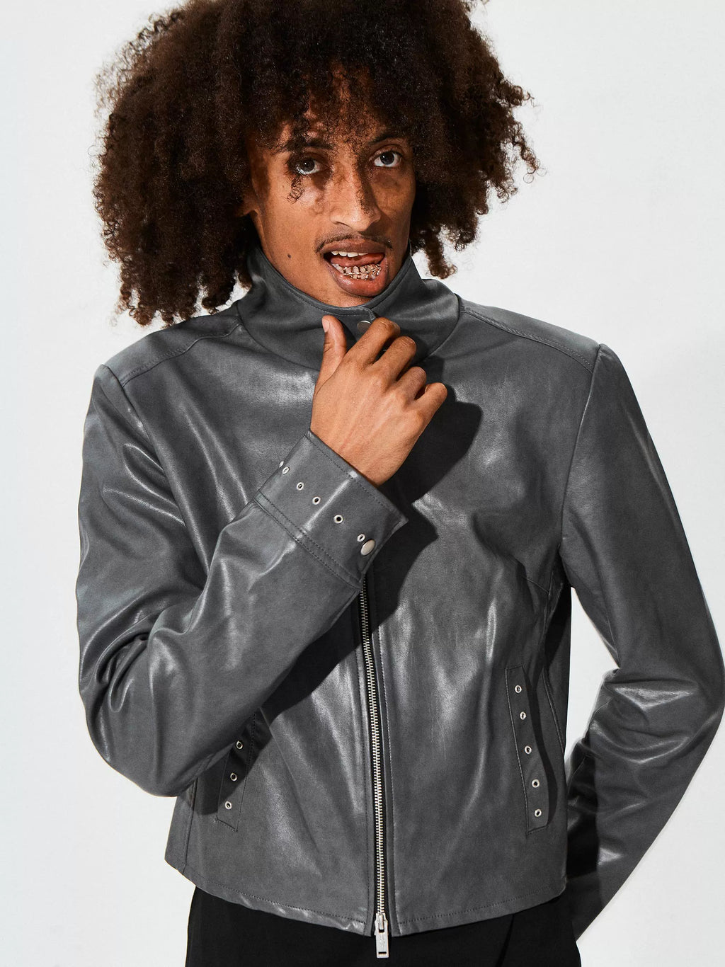 KARMANISTIC Racing Short Leather Jacket
