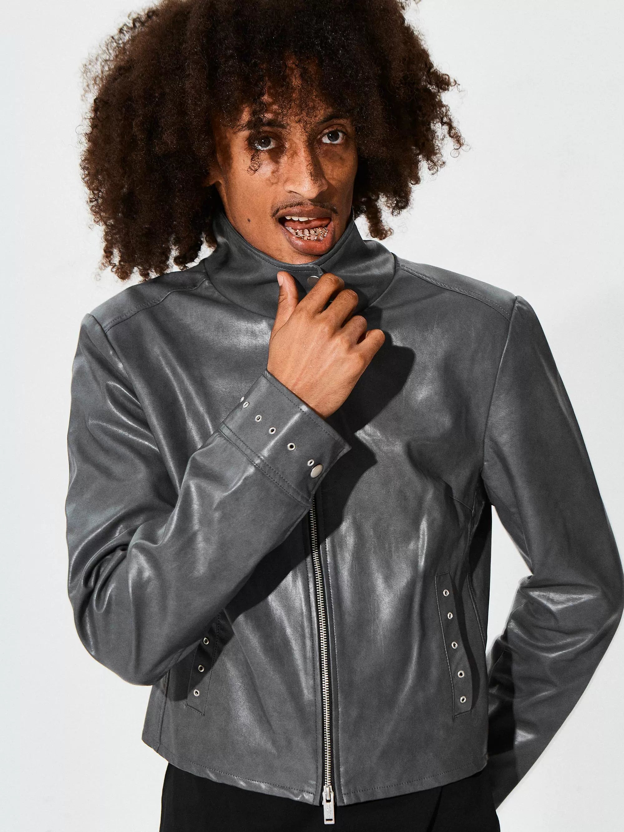 KARMANISTIC Racing Short Leather Jacket