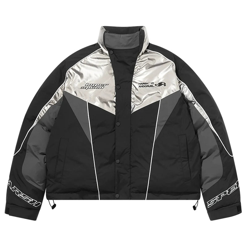 Harsh and Cruel Patchwork Embroidered Racing Down Jacket