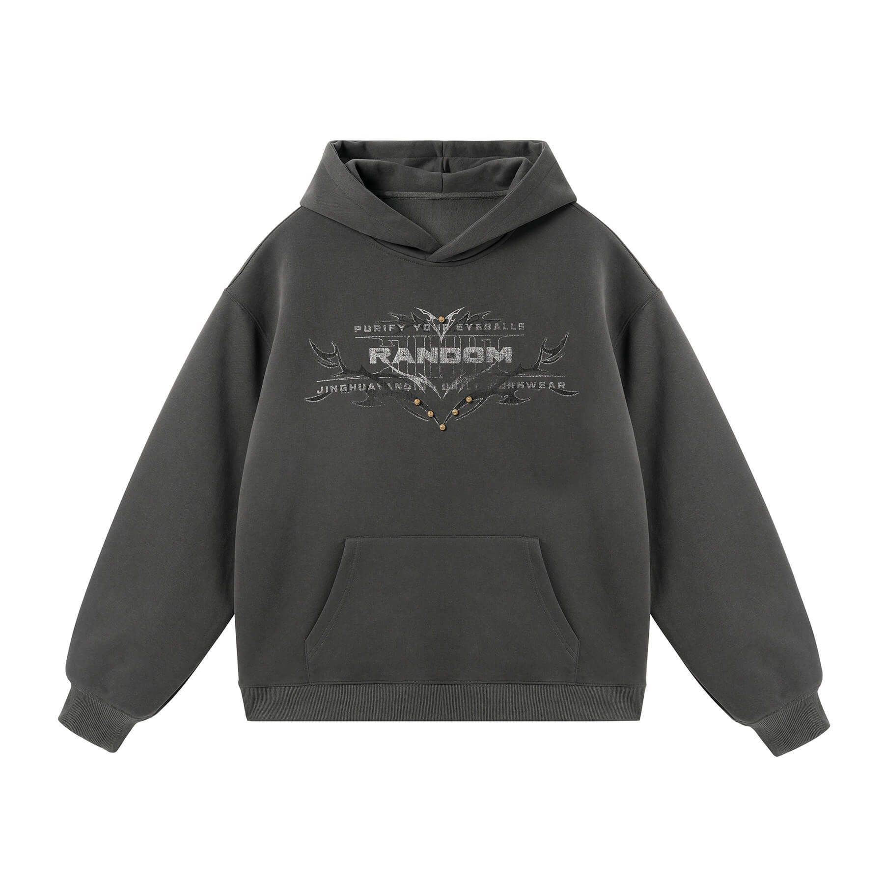 JHYQ RANDOM Letter Print Studded Hoodie