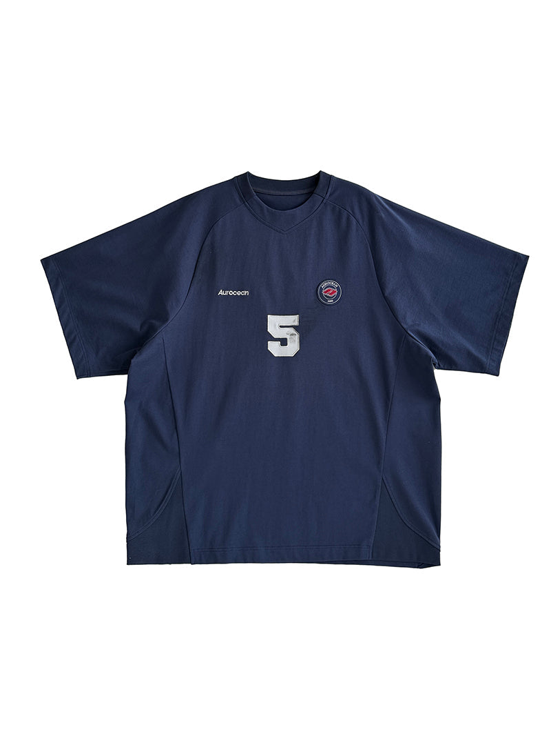 Aurocean Dirty Dye Aged Vintage Patch Embroidered Soccer Jersey Tee