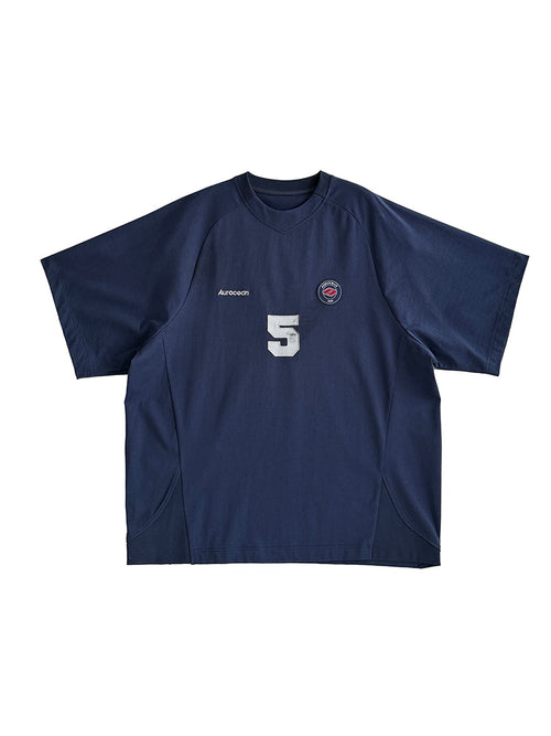 Aurocean Dirty Dye Aged Vintage Patch Embroidered Soccer Jersey Tee