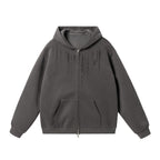 JHYQ Vertical Code Print Double Zipper Hoodie