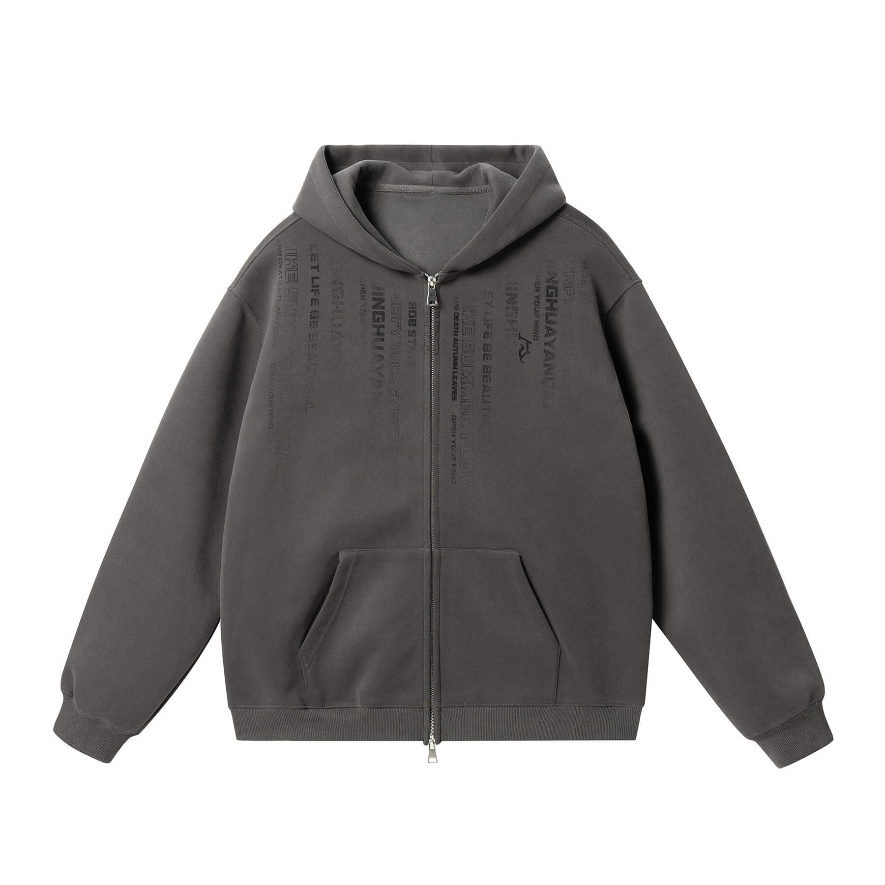 JHYQ Vertical Code Print Double Zipper Hoodie