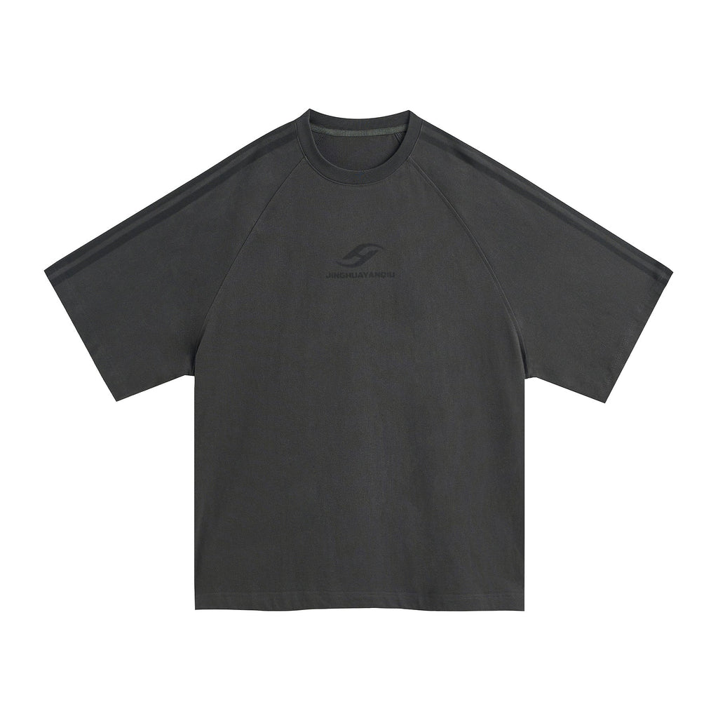 JHYQ Striped Shoulder Logo Printing Tee