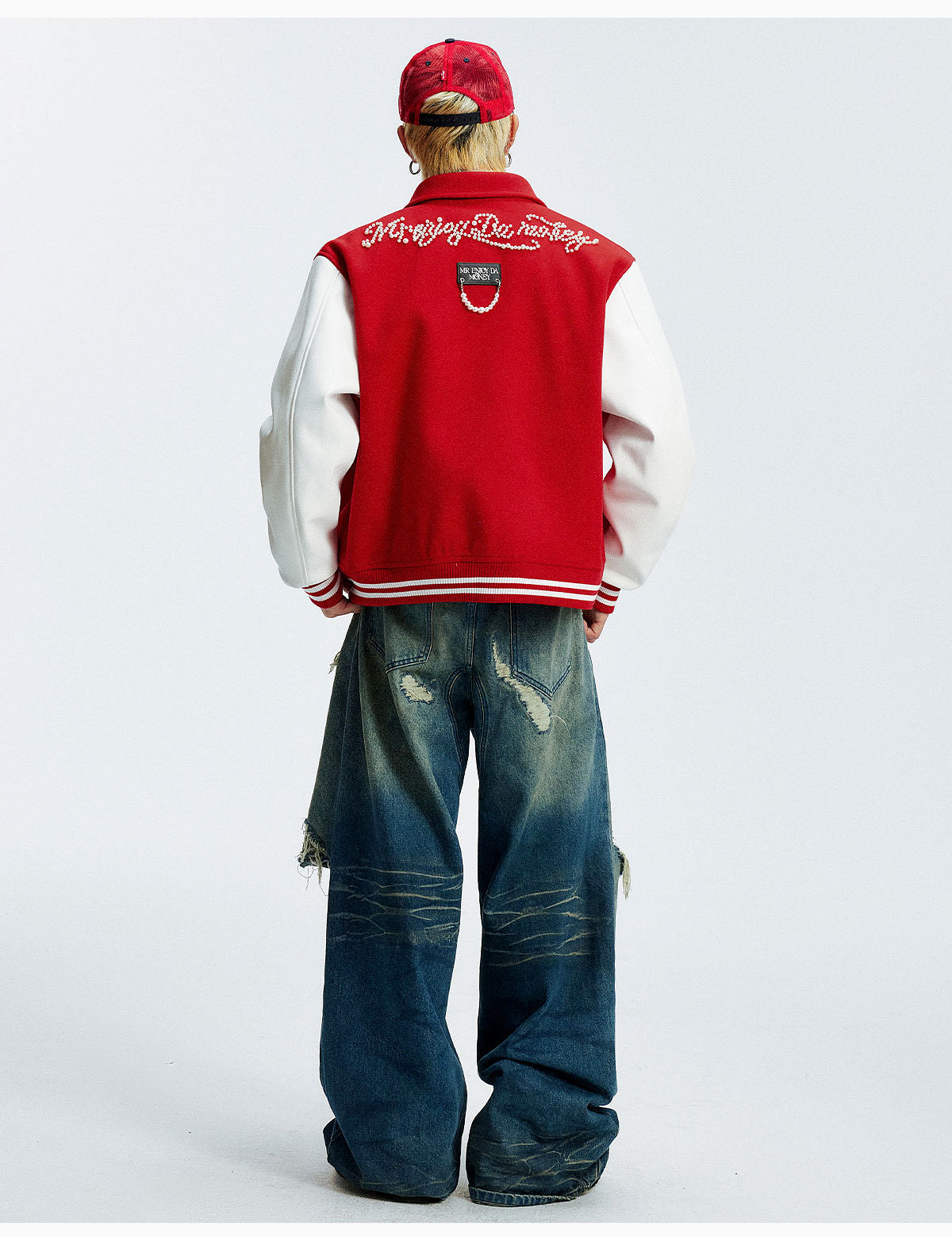 MEDM Pearl Logo Color Block Varsity Jacket