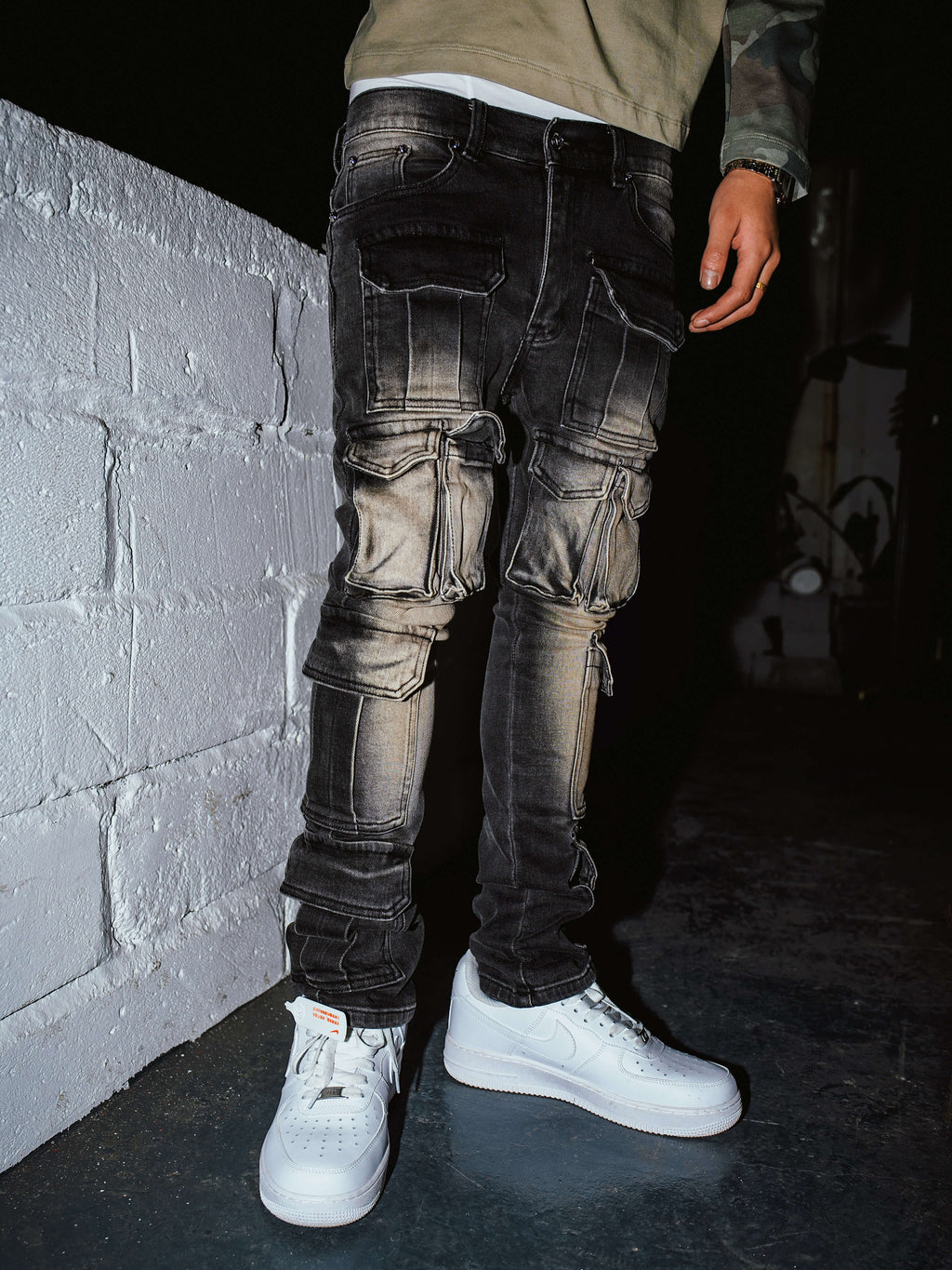 TGFCLUB Multi Pocket Washed Skinny Jeans