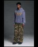 NOVACAM Washed Distressed Vintage Letters Logo Hoodie