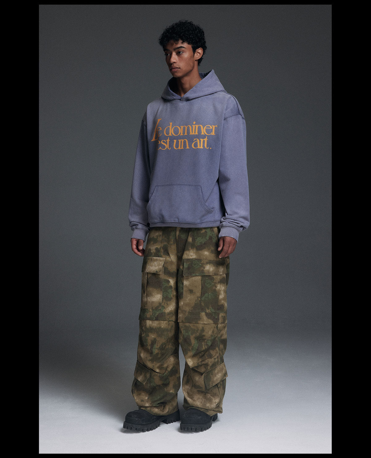 NOVACAM Washed Distressed Vintage Letters Logo Hoodie