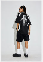 DICETINY Floral Logo Print Soccer Jersey Polo Shirt
