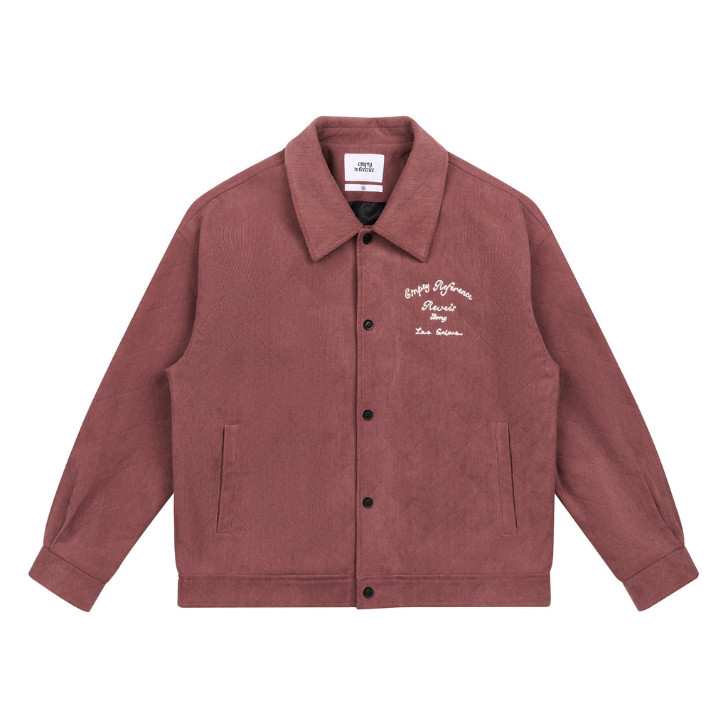 EMPTY REFERENCE Embroidered Diamond Check Pattern Corduroy Jacket
