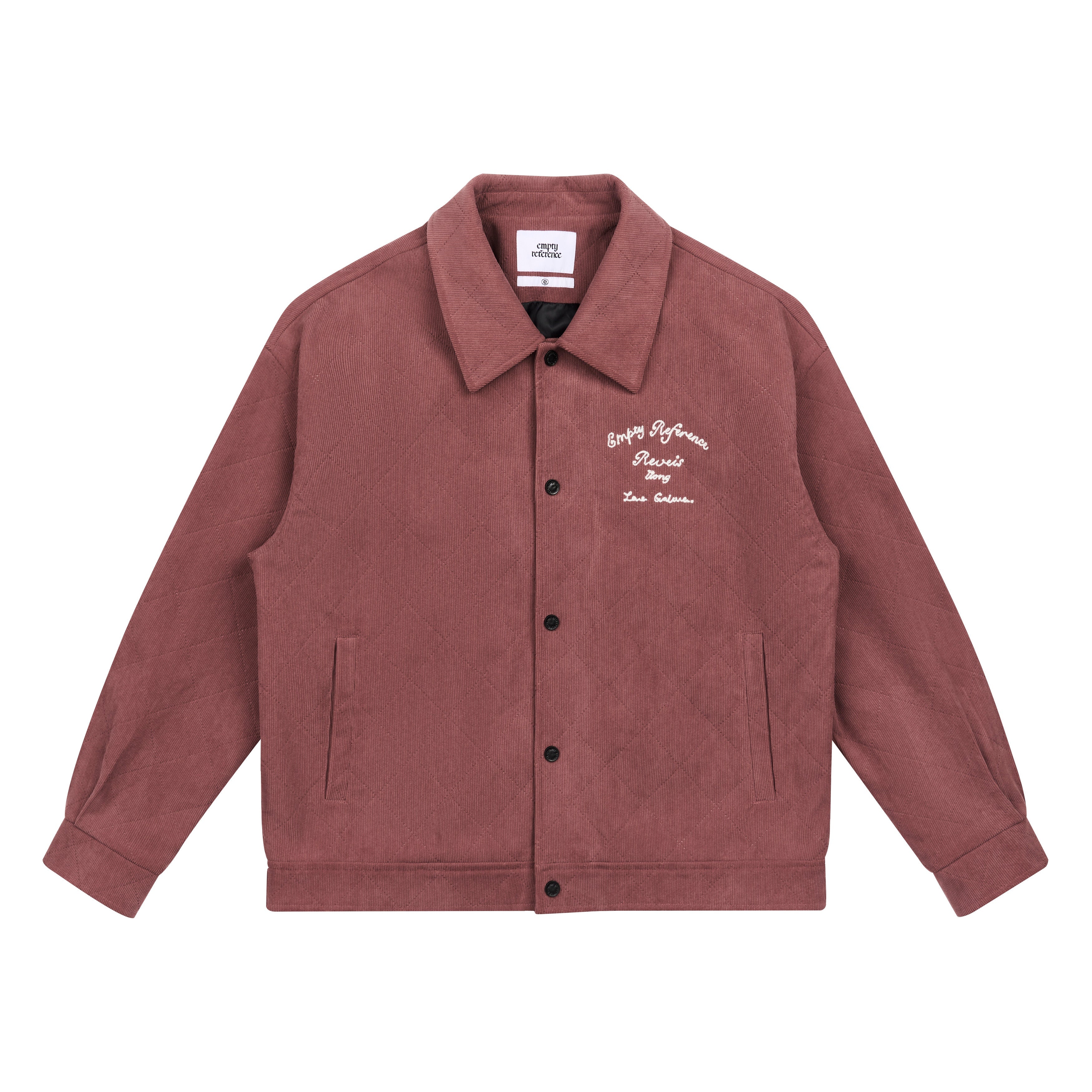 EMPTY REFERENCE Embroidered Diamond Check Pattern Corduroy Jacket