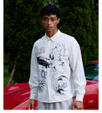 S45 Hand Painted Sports Car Stripe Long Sleeve Shirt