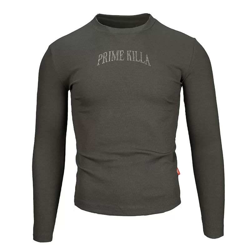 TGFCLUB PRIME KILLA Rhinestone Stretch Slim Fit Long Sleeve Tee