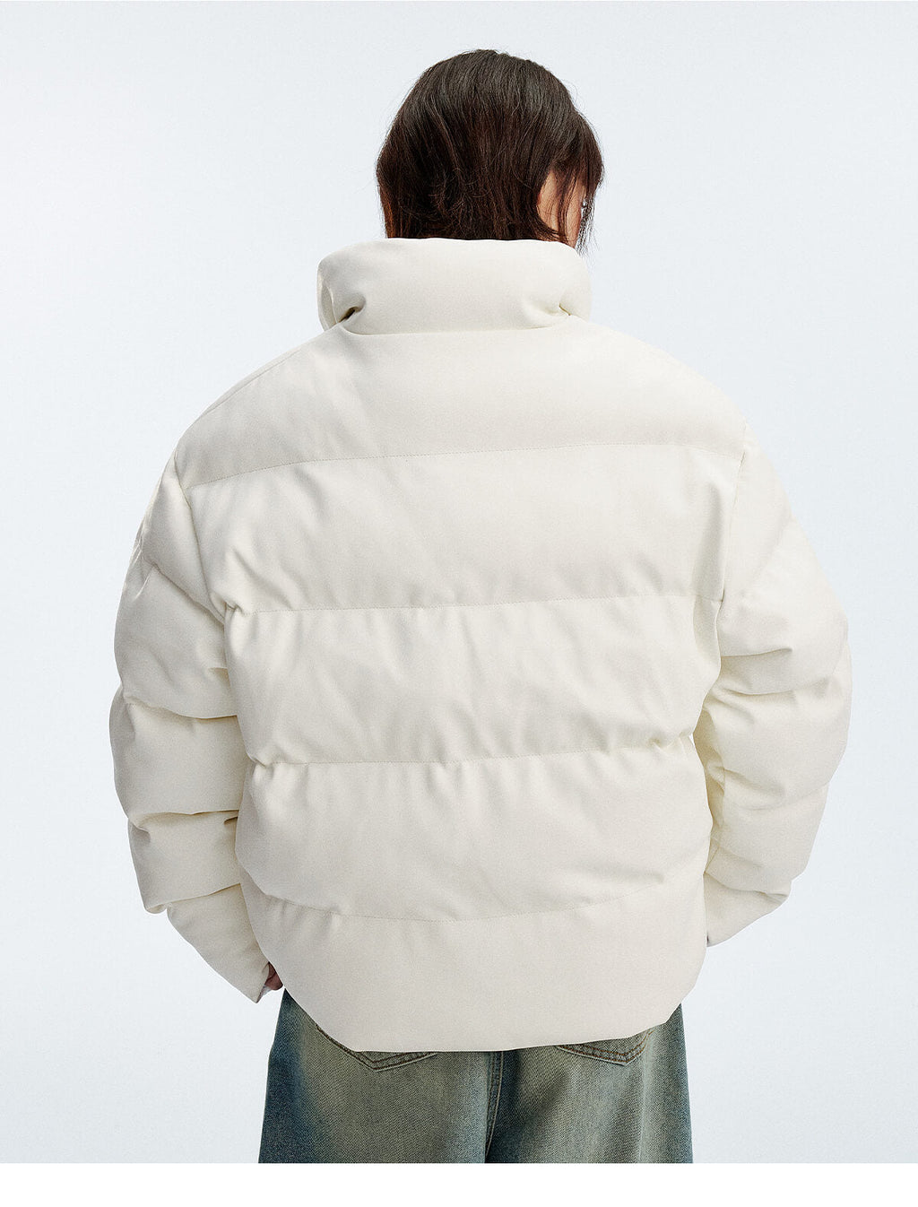 MEDM Leopard Patch PU Leather Puffer Jacket