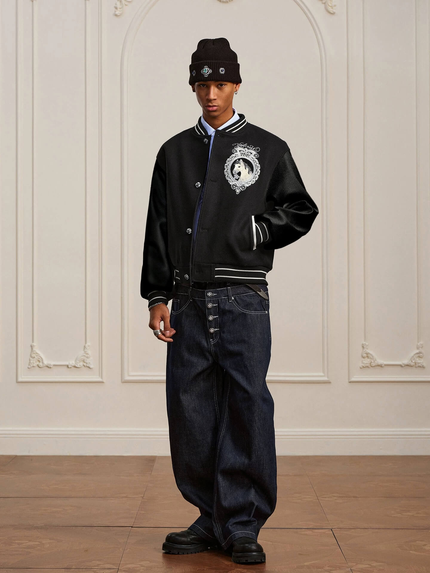 YADcrew Double Waist Buttoned Jeans