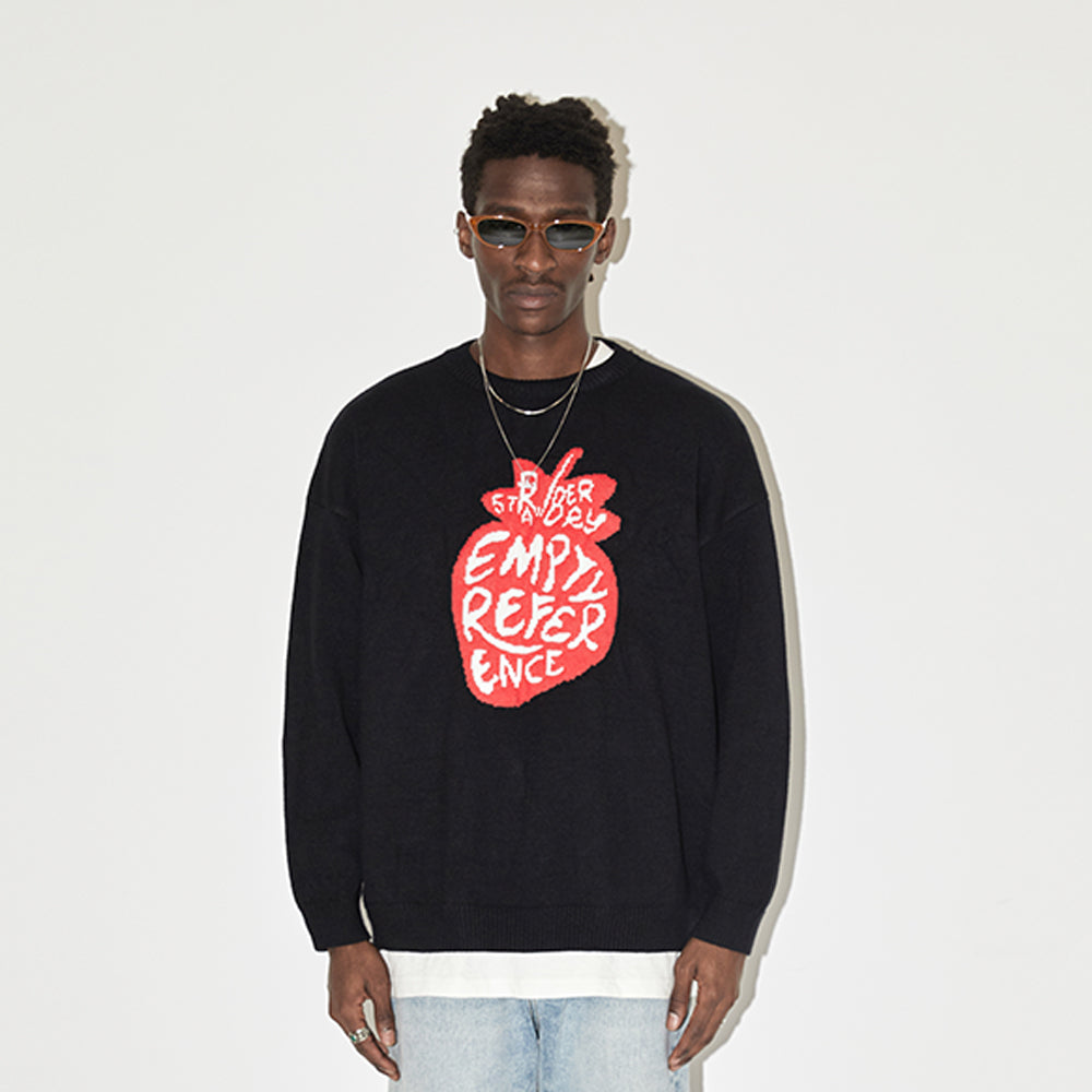 EMPTY REFERENCE I Love Strawberry Jacquard Knit Sweater