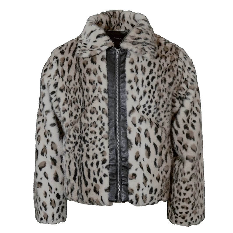 TGFCLUB Leopard Printed Faux Fur Jacket