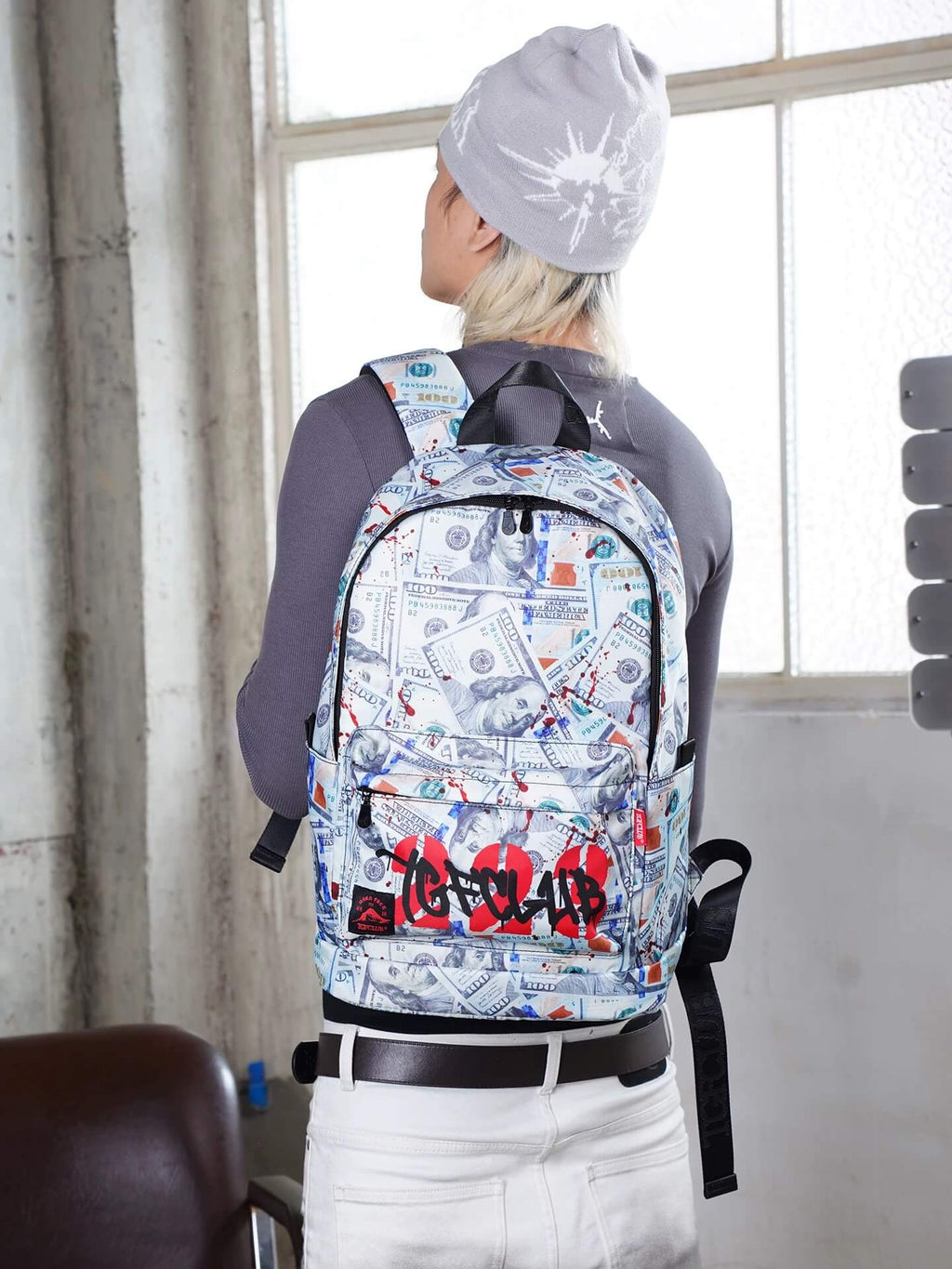TGFCLUB Graffiti Dollar Bill All Over Printed Backpack