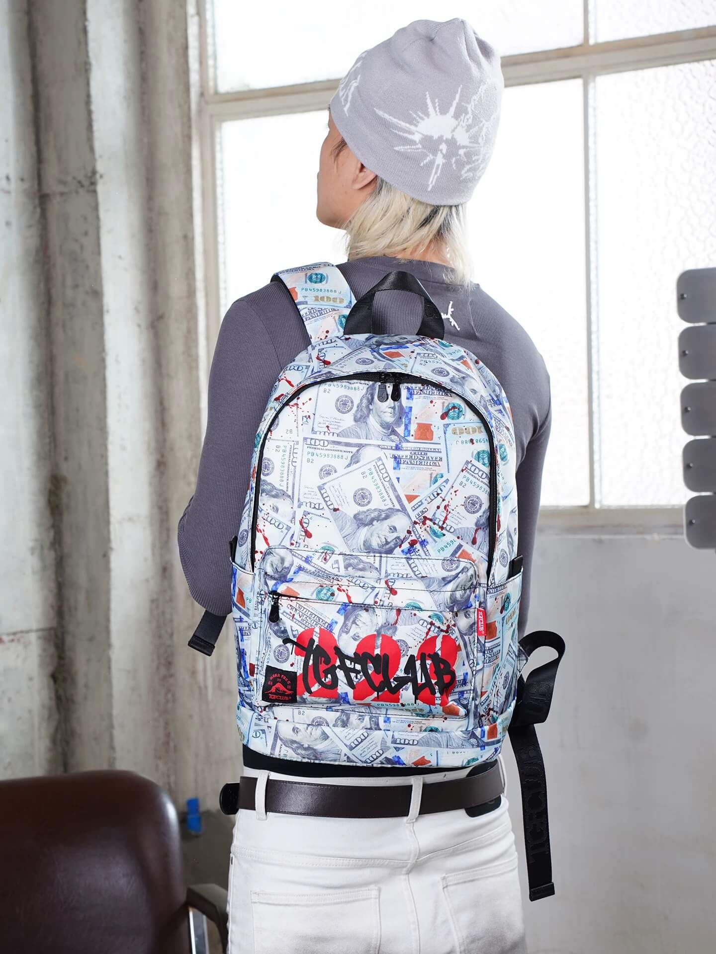 TGFCLUB Graffiti Dollar Bill All Over Printed Backpack